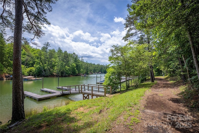 1294 Saylor Way, Nebo, NC 28761 - view of dock with a water view and a forest view