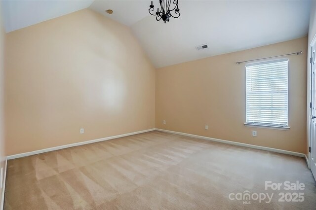 5713 Falkirk Ln, Matthews, NC 28104 - additional living space featuring vaulted ceiling and carpet flooring