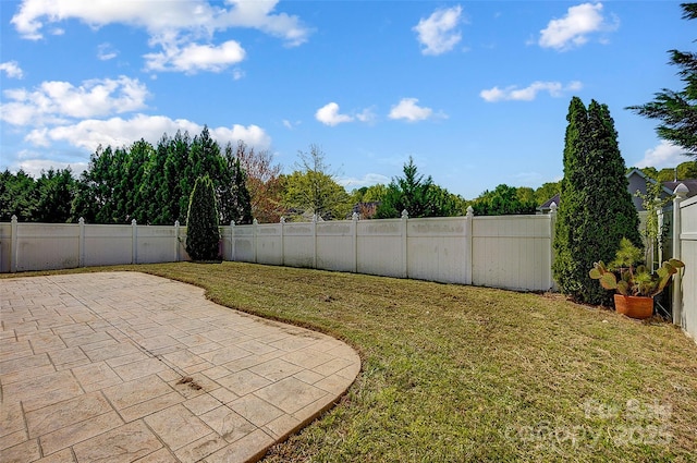 5713 Falkirk Ln, Matthews, NC 28104 - fenced backyard featuring a patio