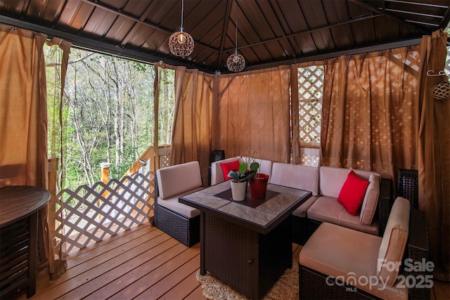 5127 Fernhill Dr, Charlotte, NC 28217 - wooden deck with a gazebo and an outdoor hangout area