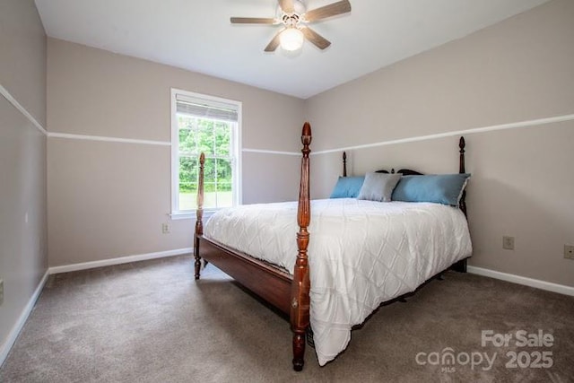 2811 Saint James Church Rd, Denver, NC 28037 - bedroom with baseboards, carpet floors, and ceiling fan