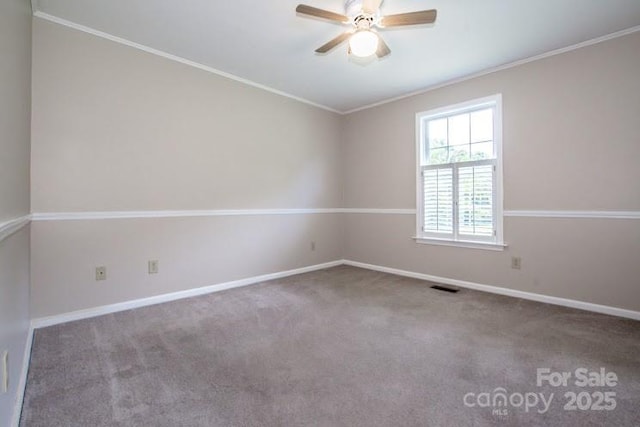 2811 Saint James Church Rd, Denver, NC 28037 - carpeted spare room featuring a ceiling fan, ornamental molding, and baseboards