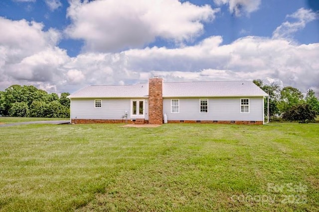 2811 Saint James Church Rd, Denver, NC 28037 - back of house with crawl space, a yard, and a chimney
