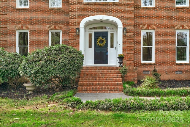 5750 Hemby Rd, Matthews, NC 28104 - entrance to property with brick siding and crawl space