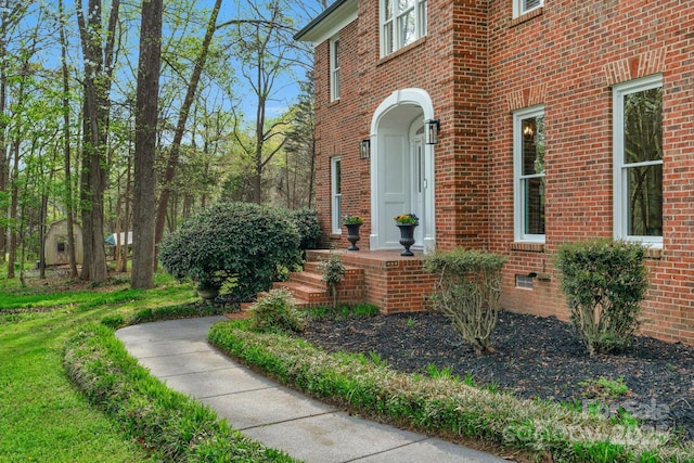 5750 Hemby Rd, Matthews, NC 28104 - doorway to property with brick siding