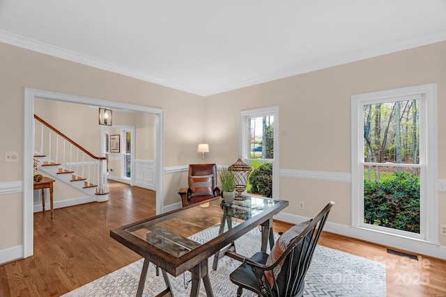5750 Hemby Rd, Matthews, NC 28104 - office space with light wood-style floors, ornamental molding, and visible vents