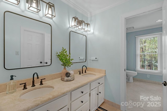 5750 Hemby Rd, Matthews, NC 28104 - bathroom with crown molding, baseboards, and a sink