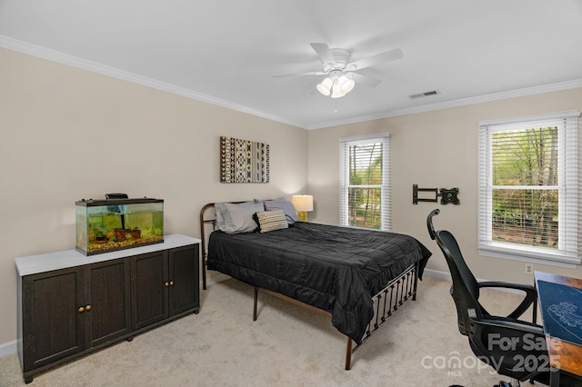 5750 Hemby Rd, Matthews, NC 28104 - bedroom featuring crown molding, baseboards, light colored carpet, and visible vents