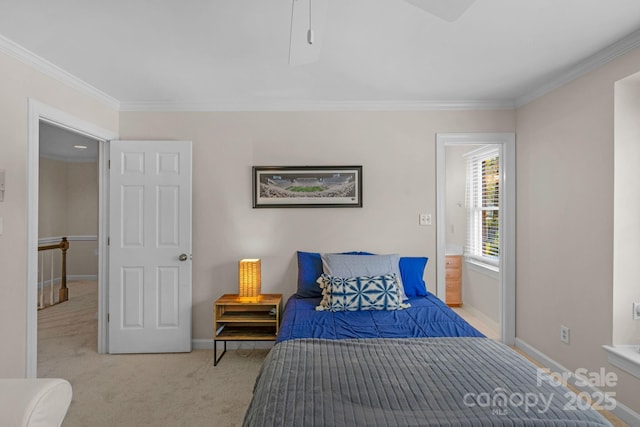 5750 Hemby Rd, Matthews, NC 28104 - bedroom featuring crown molding, baseboards, and light colored carpet