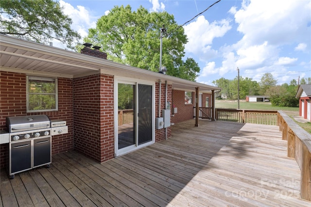 deck with a grill