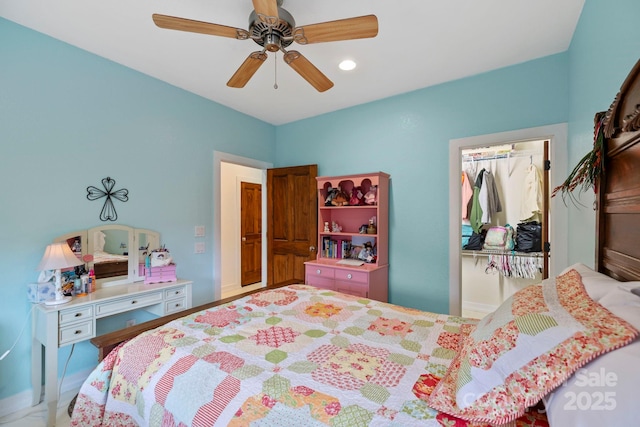 50 Honey Mountain Ln, Lake Toxaway, NC 28747 - bedroom with a ceiling fan, a closet, a spacious closet, and recessed lighting