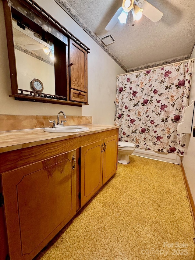 138 Friendship Dr, Ellenboro, NC 28040 - full bathroom with visible vents, tile patterned floors, vanity, and a textured ceiling