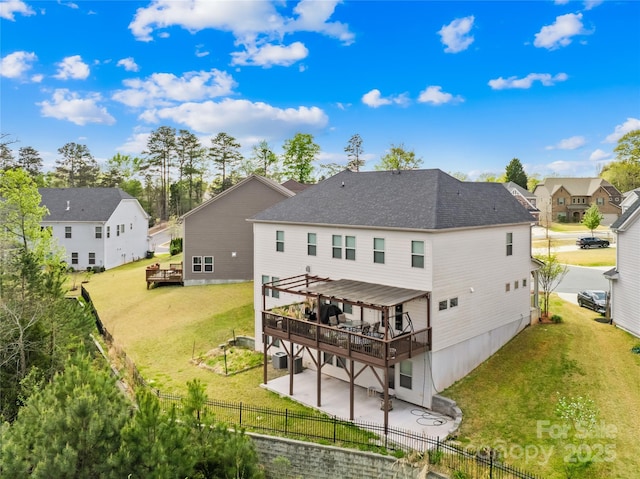 12305 Stinson Ct, Charlotte, NC 28277 - back of property with a patio area, a fenced backyard, a deck, and a lawn