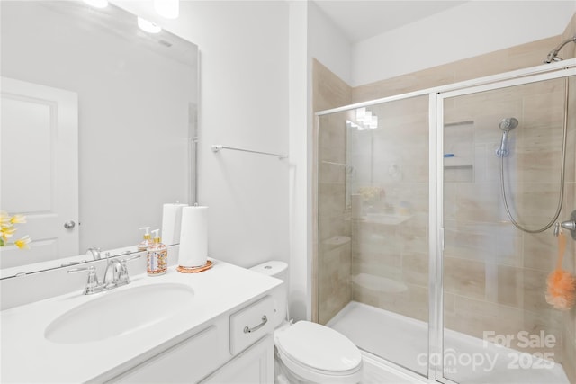 12305 Stinson Ct, Charlotte, NC 28277 - full bath featuring a shower stall, vanity, and toilet
