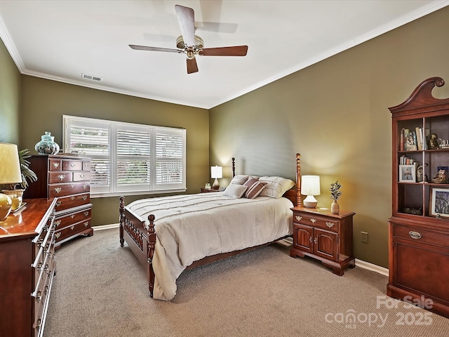 2516 Middlebridge Ln, Charlotte, NC 28270 - bedroom with baseboards, visible vents, crown molding, and carpet flooring