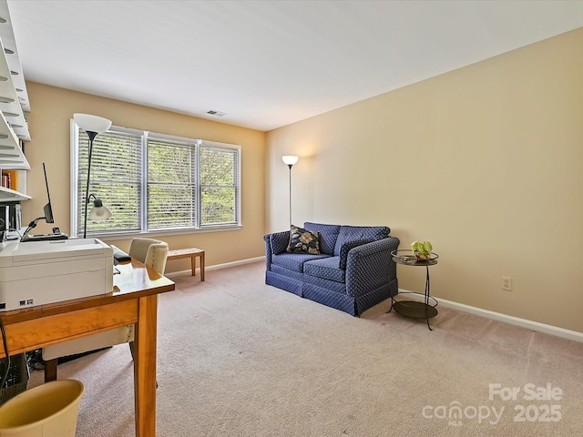 2516 Middlebridge Ln, Charlotte, NC 28270 - home office featuring baseboards, visible vents, and carpet