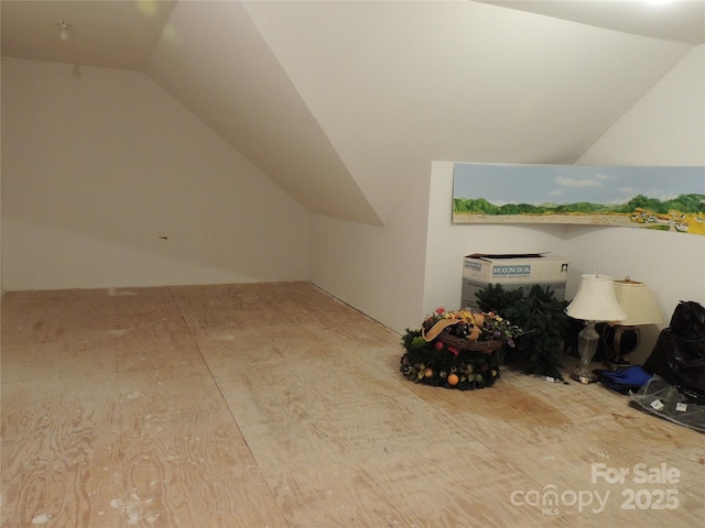 additional living space featuring vaulted ceiling