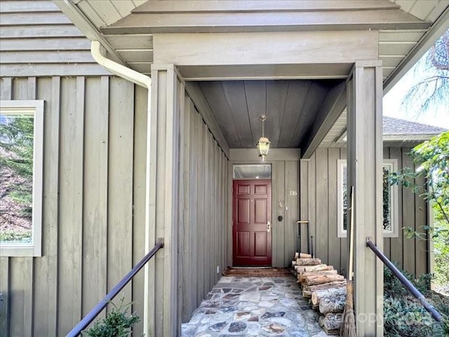 116 Dana Rd, Waynesville, NC 28786 - property entrance featuring board and batten siding