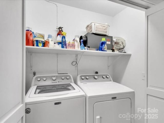 116 Dana Rd, Waynesville, NC 28786 - washroom with washing machine and dryer and laundry area