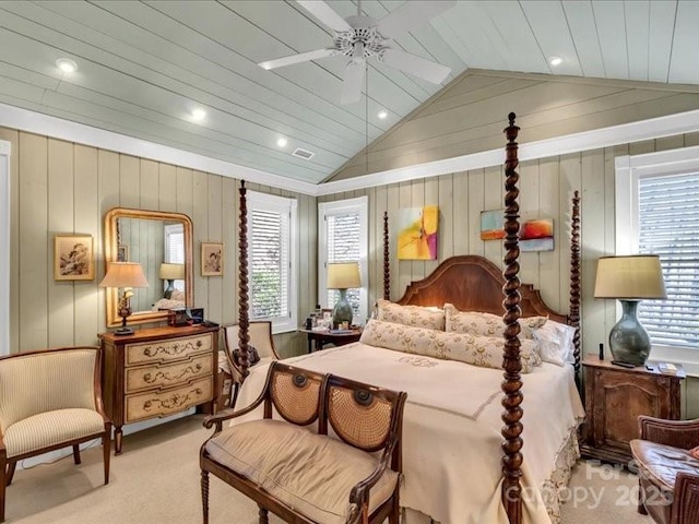 116 Dana Rd, Waynesville, NC 28786 - carpeted bedroom with a ceiling fan and lofted ceiling