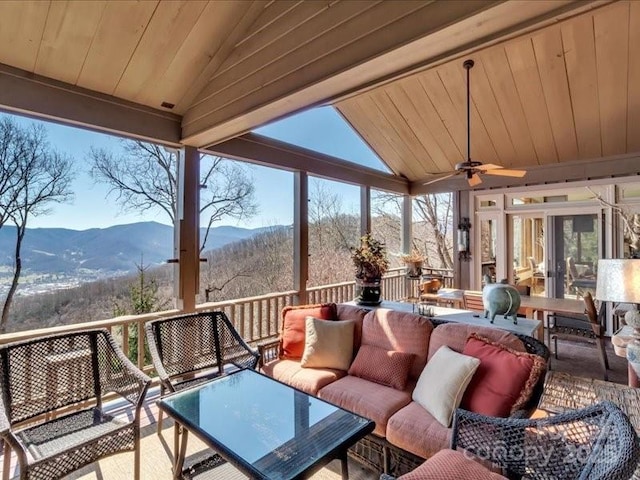 116 Dana Rd, Waynesville, NC 28786 - sunroom featuring an outdoor living space, plenty of natural light, a mountain view, and lofted ceiling
