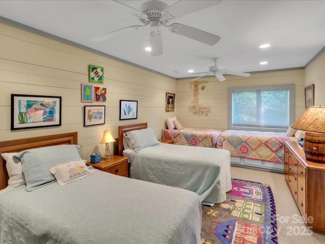 116 Dana Rd, Waynesville, NC 28786 - bedroom featuring crown molding, a ceiling fan, and recessed lighting