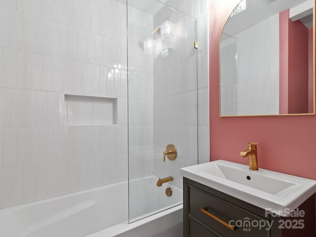 bathroom with shower / bathtub combination and vanity