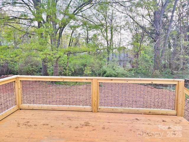 deck with a forest view