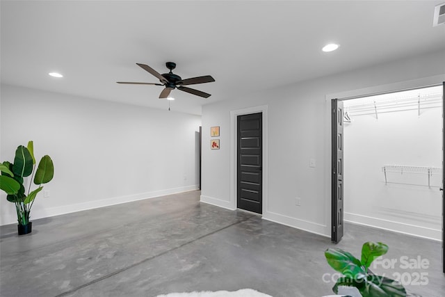 110 Hayden Way, Asheville, NC 28803 - interior space with concrete floors, visible vents, baseboards, ceiling fan, and recessed lighting