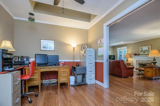 102 Glenbrook Dr, Hendersonville, NC 28739 - office space featuring crown molding, wood finished floors, and a textured ceiling