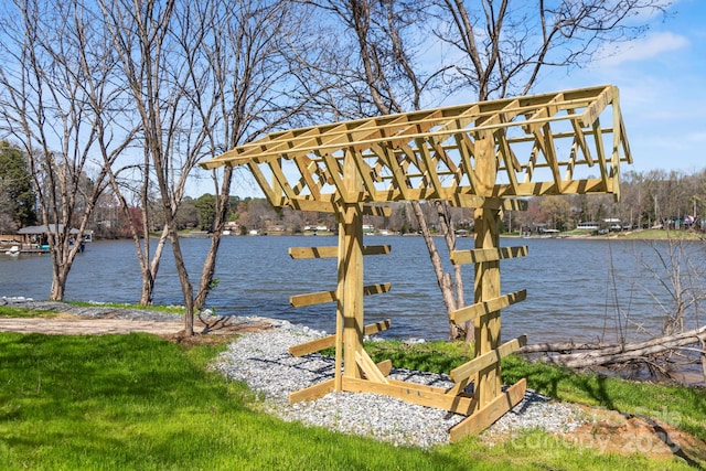 dock area with a water view