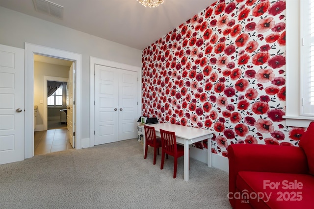1550 Matthew Mcclure Cir, Davidson, NC 28036 - carpeted dining room featuring wallpapered walls