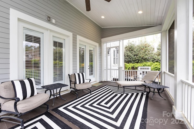1550 Matthew Mcclure Cir, Davidson, NC 28036 - sunroom / solarium featuring vaulted ceiling and a ceiling fan
