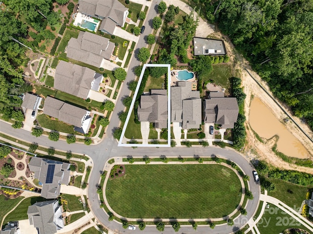 1550 Matthew Mcclure Cir, Davidson, NC 28036 - aerial perspective of suburban area featuring a pool area and property boundaries highlighted