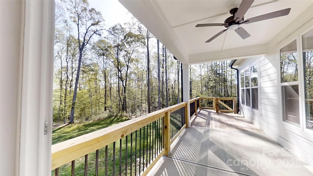 472 Bellingshire Dr, Mount Ulla, NC 28125 - wooden terrace with ceiling fan
