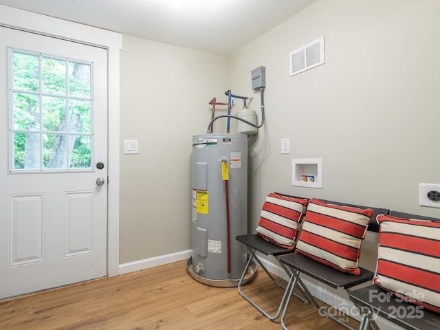 utility room with water heater