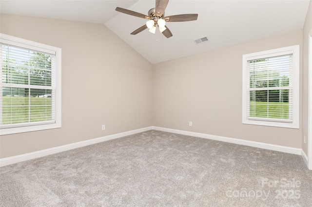 115 Frances St, Salisbury, NC 28147 - empty room with carpet floors, plenty of natural light, lofted ceiling, and ceiling fan
