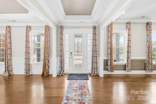 entryway featuring a wealth of natural light and wood finished floors
