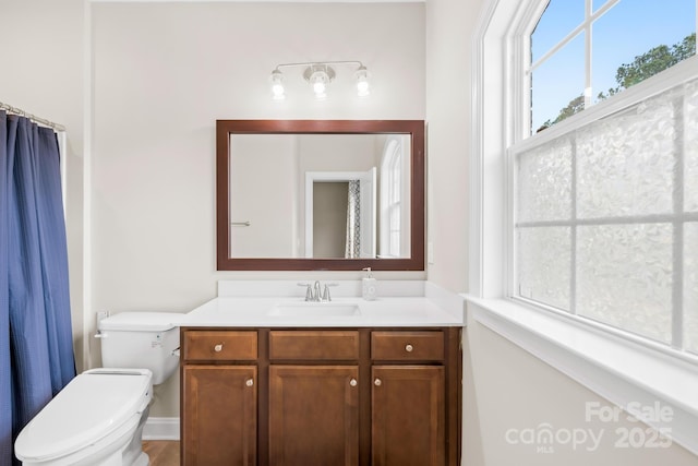 bathroom with toilet and vanity