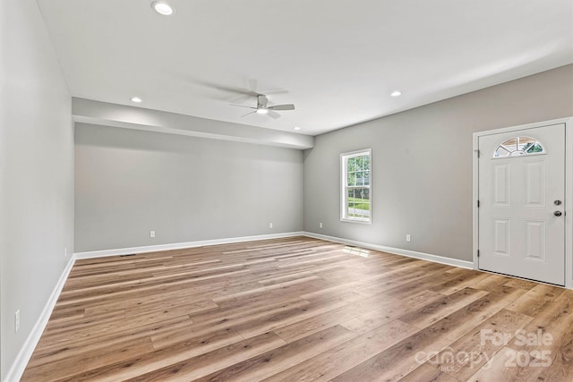 102 Kerda St, Taylorsville, NC 28681 - interior space with ceiling fan, baseboards, light wood finished floors, and recessed lighting