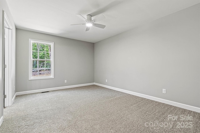 102 Kerda St, Taylorsville, NC 28681 - carpeted spare room featuring visible vents, baseboards, and ceiling fan