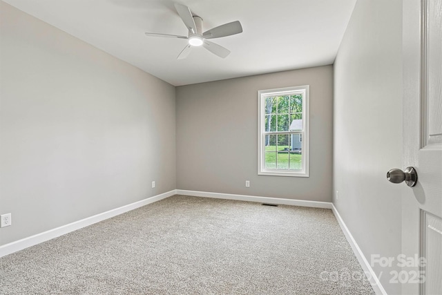 102 Kerda St, Taylorsville, NC 28681 - spare room featuring ceiling fan, baseboards, carpet flooring, and visible vents