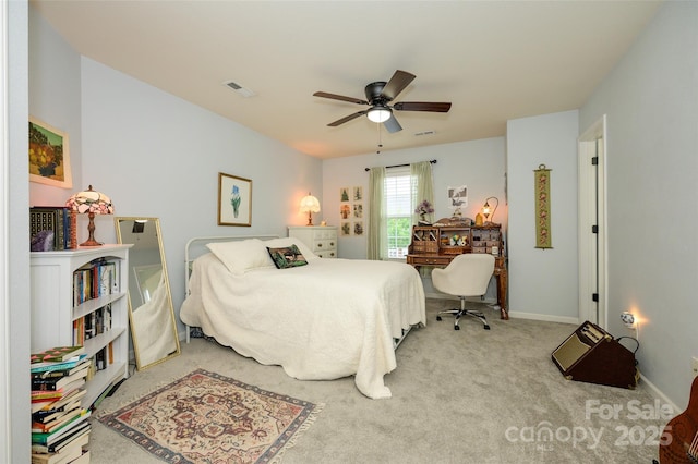 4133 Carl Parmer Dr, Harrisburg, NC 28075 - carpeted bedroom featuring visible vents, ceiling fan, and baseboards