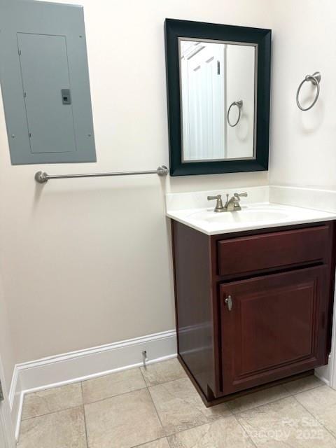 216 Harrison Ln Unit 4, Locust, NC 28097 - bathroom featuring vanity, electric panel, and baseboards
