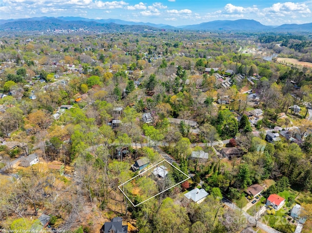 aerial view with a mountain view