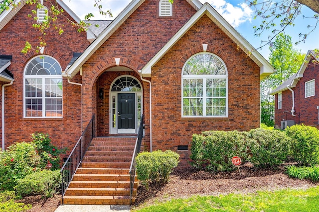1126 Blowing Rock Cv, Fort Mill, SC 29708 - view of front of home with brick siding, cooling unit, and crawl space