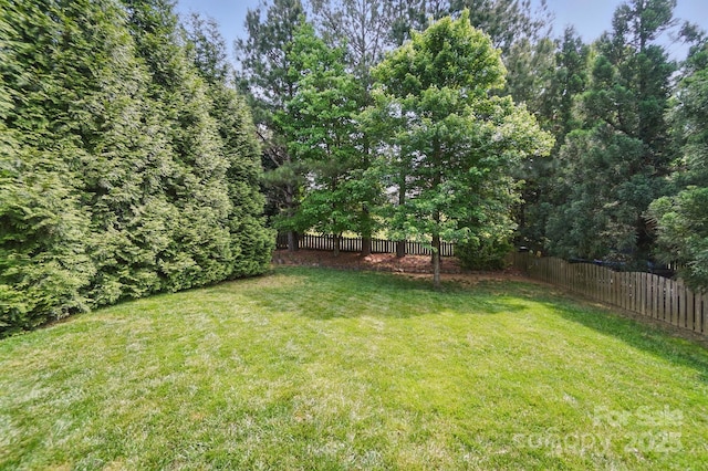view of yard with a fenced backyard