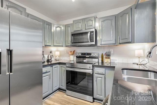 212 Short Michigan Ave, Asheville, NC 28806 - kitchen featuring a sink, gray cabinets, and appliances with stainless steel finishes