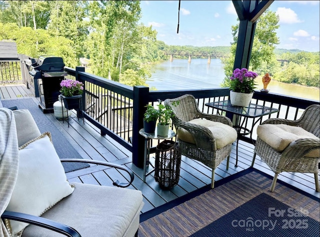 5888 Wood Duck Way, Catawba, NC 28609 - wooden terrace with a water view