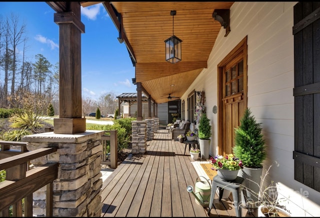 5888 Wood Duck Way, Catawba, NC 28609 - deck featuring covered porch and ceiling fan